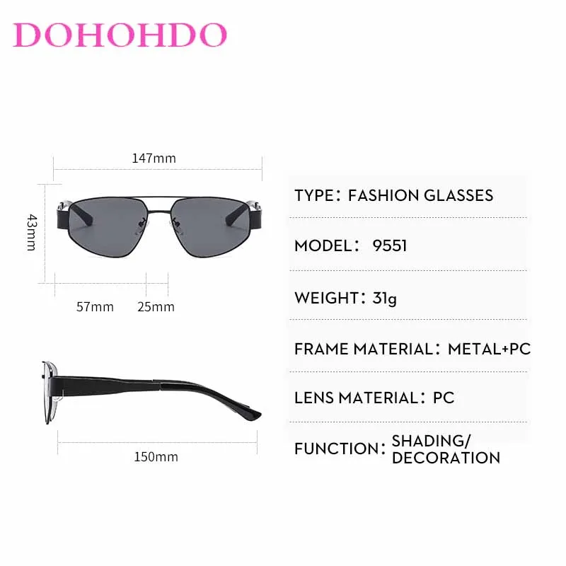 Модные солнцезащитные очки-пилоты в металлической оправе стиле панк с двойным