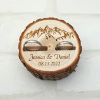 personalized ring box custom rings holder engraved nature wood slice ring bearer proposal rustic wedding for engagement gift