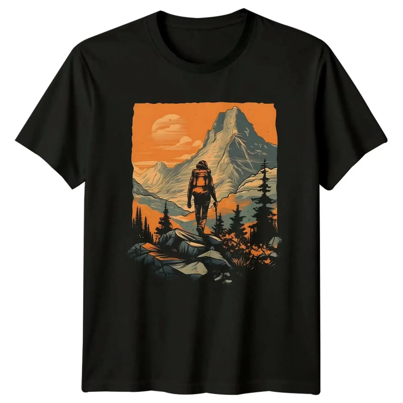 Фото Футболка Embrace The Adventure Wanderung Die Berge Wildnis Entdecker Outdoor в винтажном стиле, с эффектом потертости, универсальная, повседневная, с графическим принтом №1