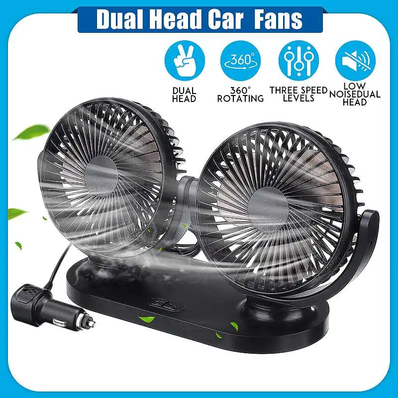 

Electric USB Mini Double Head 24/12V Car Cooling Fan Adjustable Auto Air Cooling Fan Cooler Fan Low Noise Car Fan Accessories