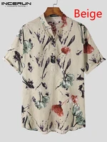 fashion casual style mens vacation blouse streetwear stylish male printing short sleeve buttons shirts s 5xl incerun tops 2022