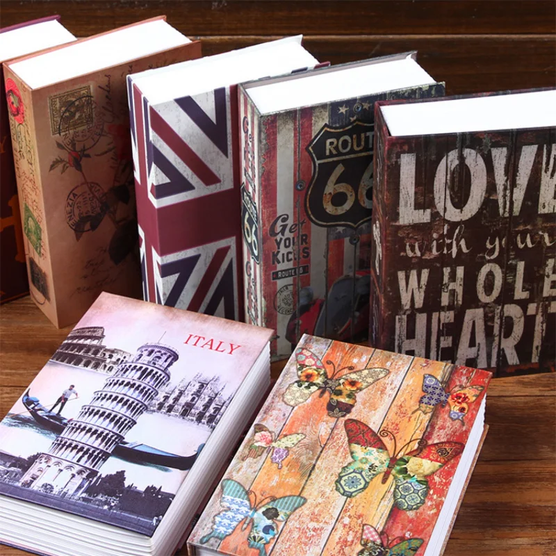 

Safe Book with Lock Key Counter Metal Ornament Hidden Storage Large Capacity Secret Coin Piggy Bank Creative Gift Living Room