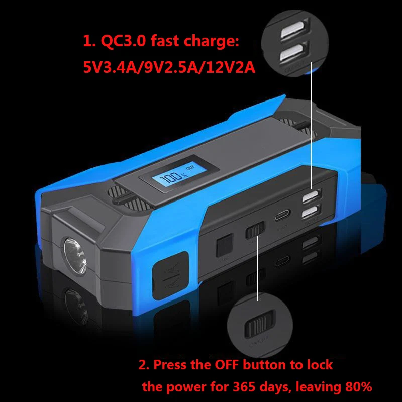 

Portable Jump Starter 12V High-power Automobile Emergency Starting Power Supply For Diesel Gasoline Vehicle