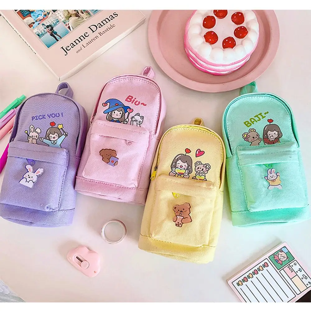 

Cartoon Style Canvas Bag School Supplies High-Capacity Storage Box Pencil Case Pen Bag Stationery Holder