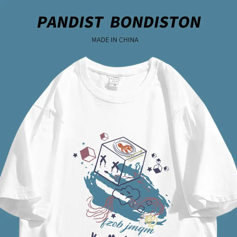 

Cute Ice Cubes Print Women Men T Shirt Harajuku 2022 Streetwear Tops Tees Casual Cotton Short Sleeve Ins