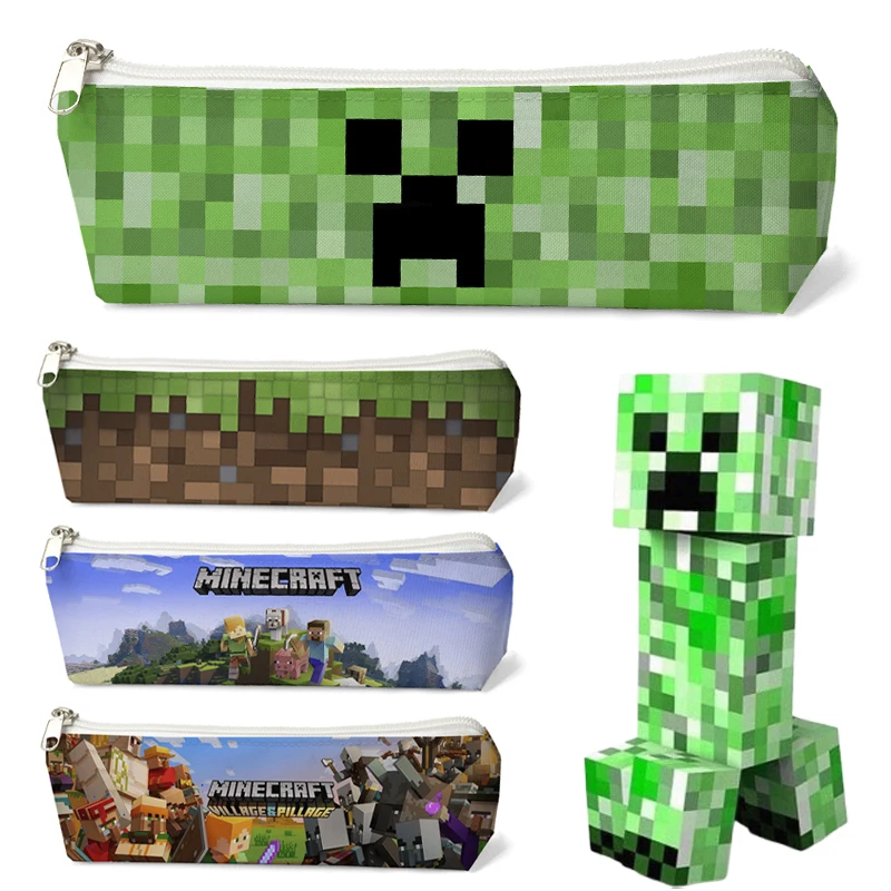 Minecraft Creeper травяной блок пенал канцелярские принадлежности школьные детская