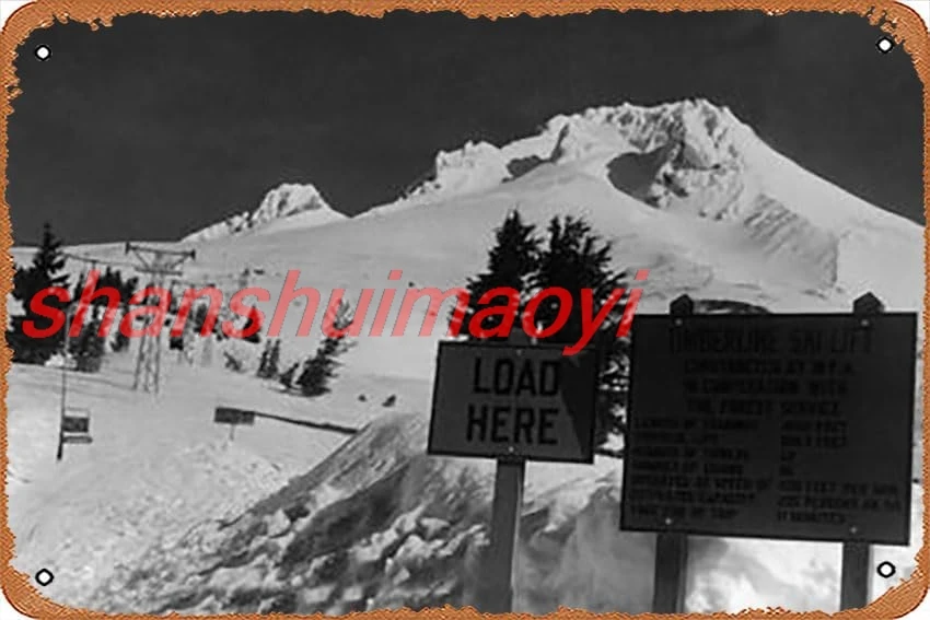 Металлическая жестяная табличка 8 х 12 дюймов — вид на лыжный лижний подъемник