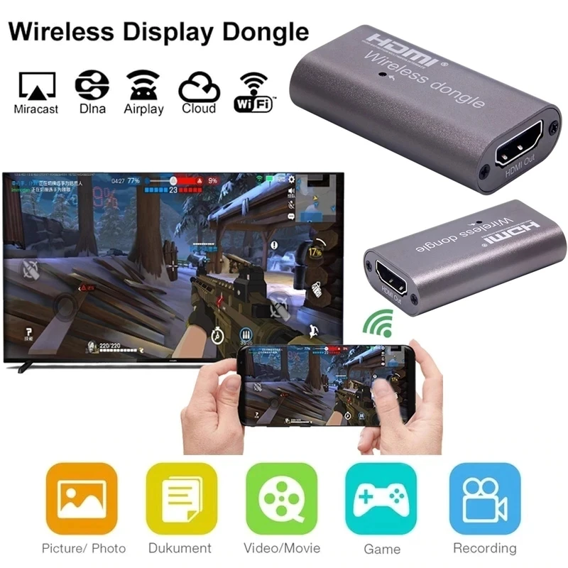 Фото Беспроводной адаптер Wi-Fi дисплея HDMI-совместимый ТВ-приемник Miracast Airplay Зеркаление экрана для IOS Android Телефон ПК к телевизору №2