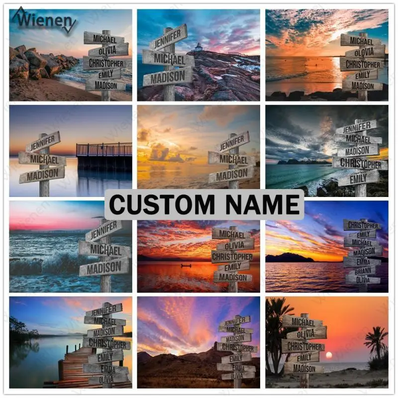 

Custom Name Diamond Painting Wall Art Creative Road Signs Full Drill Diamond Embroidery Name Custom Cross Stitch Home Decoration