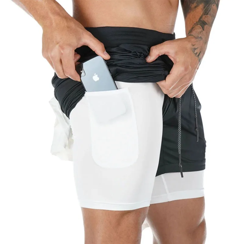 

2022 Camo Running Shorts Men 2 In 1 Double-deck Quick Dry GYM Sport Shorts Fitness Jogging Workout Shorts Men Sports Short Pants