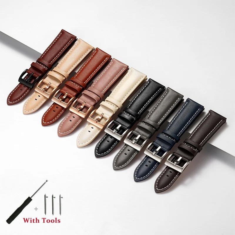 14 мм 16 18 20 22 быстросъемный ремешок из воловьей кожи металлическая пряжка для