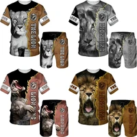 summer mens clothing t shirt shorts sets lion printed 2 piece outfit fashion street tracksuit suit jogging beach sportswear