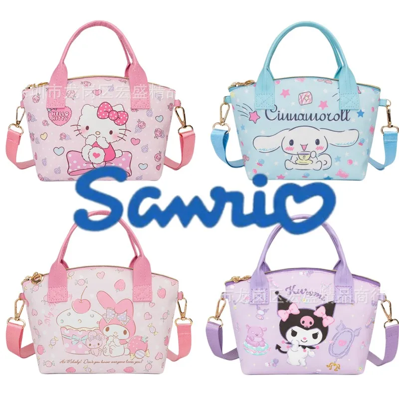 

Sanrio Cute Cartoon Crossbody Bag For Children Kouromi Kt Cat Melody Laurel Dog Leather Coin Purse One Shoulder Handbag Gift