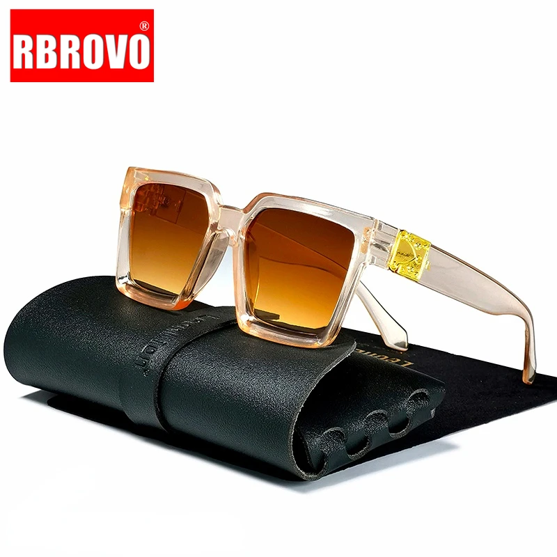 

RBROVO Square Vintage Sunglasses Men 2022 Luxury Brand Eyeglasses Men/Women Luxury Glasses Men High Quality Retro Oculos UV400