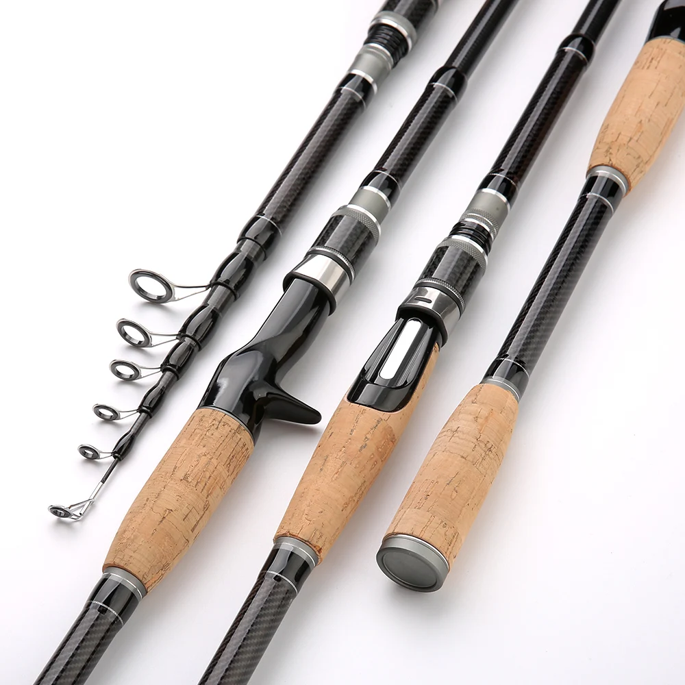 

High Quality Carbon Fiber Rod Travel Bait Trout Telescopic Rotating Spinning Rods Carp Wooden Handle 1.8m-3.0m M Fast Action