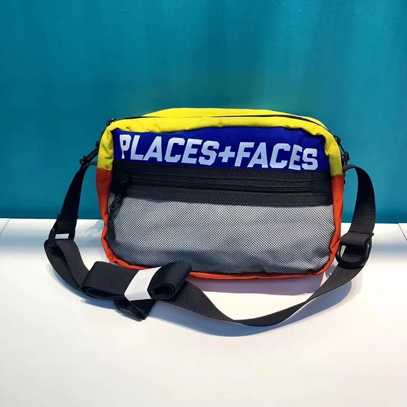 

Reflective Messenger Bag PLACES+FACES 3M Men Women Color Matching Shoulder Bag P+F Retro Sports Chest Bag Real Picture