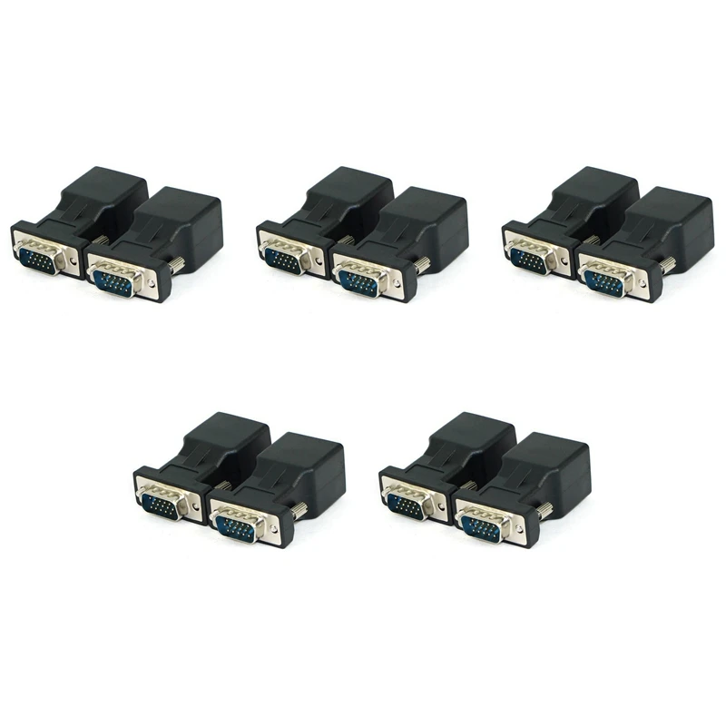 

10 Pack VGA Extender Male To RJ45 CAT5 CAT6 20M Network Cable Adapter COM Port To LAN Ethernet Port Converter