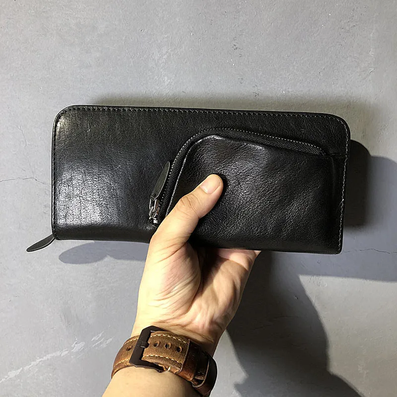 Organizer designer genuine leather woman clutch wallet casual high-quality real cowhide female card holder black phone purse