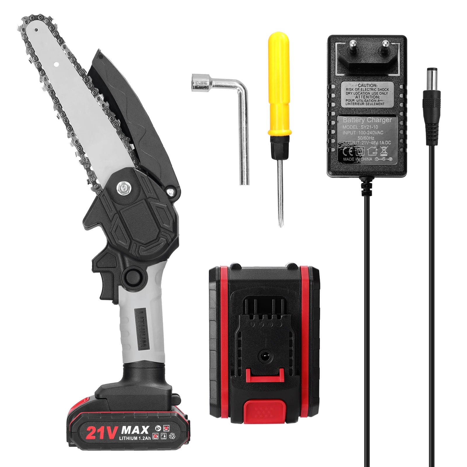 

21V 6inch Electric Pruning Saws Small Wood Splitting Chainsaw Brush Motor One-handed Woodworking Tool for Garden Orchard