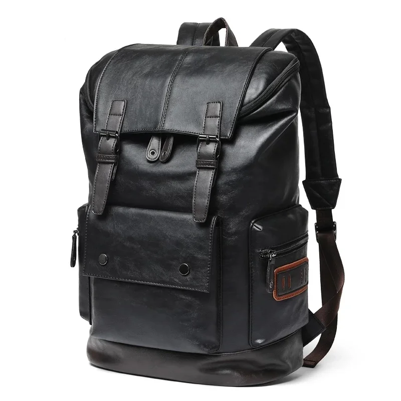 

Men's Large Leather Antitheft Travel Backpack Laptop Bags Men Black Bagpack Boy Big Capacity School Male Business Shoulder Bag