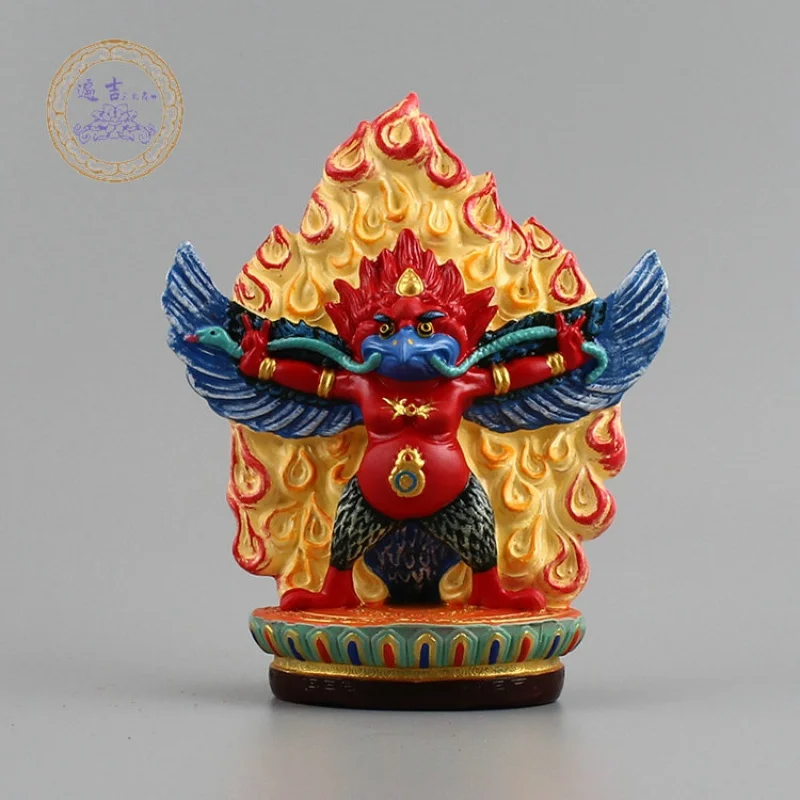 

Hawk Redpoll Guardian Statue Tibetan Small Buddha Statue Hand Painting Guardian Bodhisattva Eagle King Auspicious Ornaments