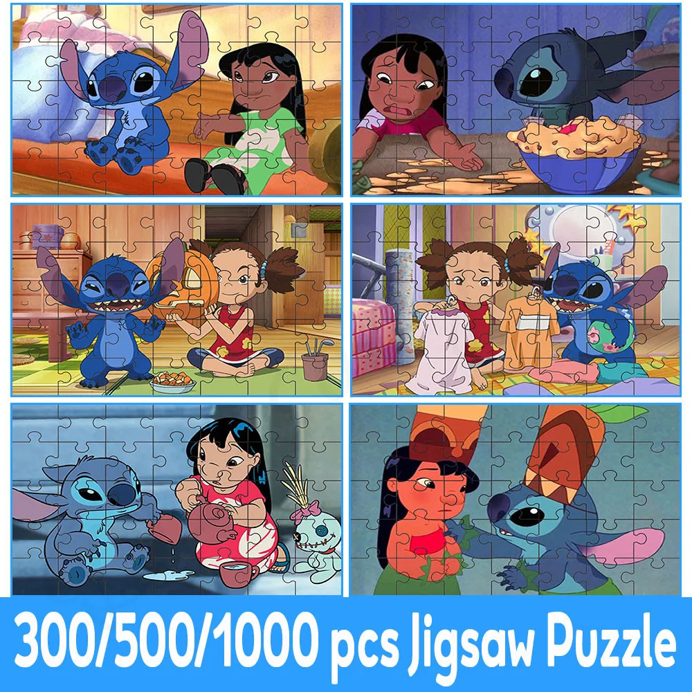 

Головоломка Disney для детей, знаменитый классический мультяшный Лило и Стич, пазл из 35/300/500/1000 частей, Мультяшные картинки, игрушка-антистресс