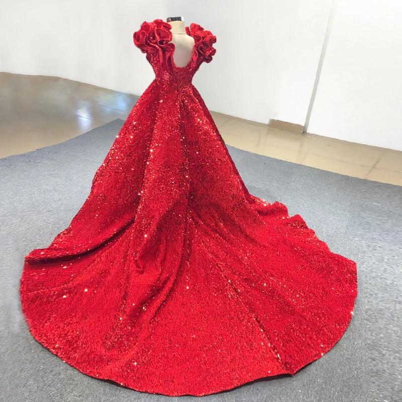 Красные мини-платья Quinceanera бальное платье Charro платья с блестками для