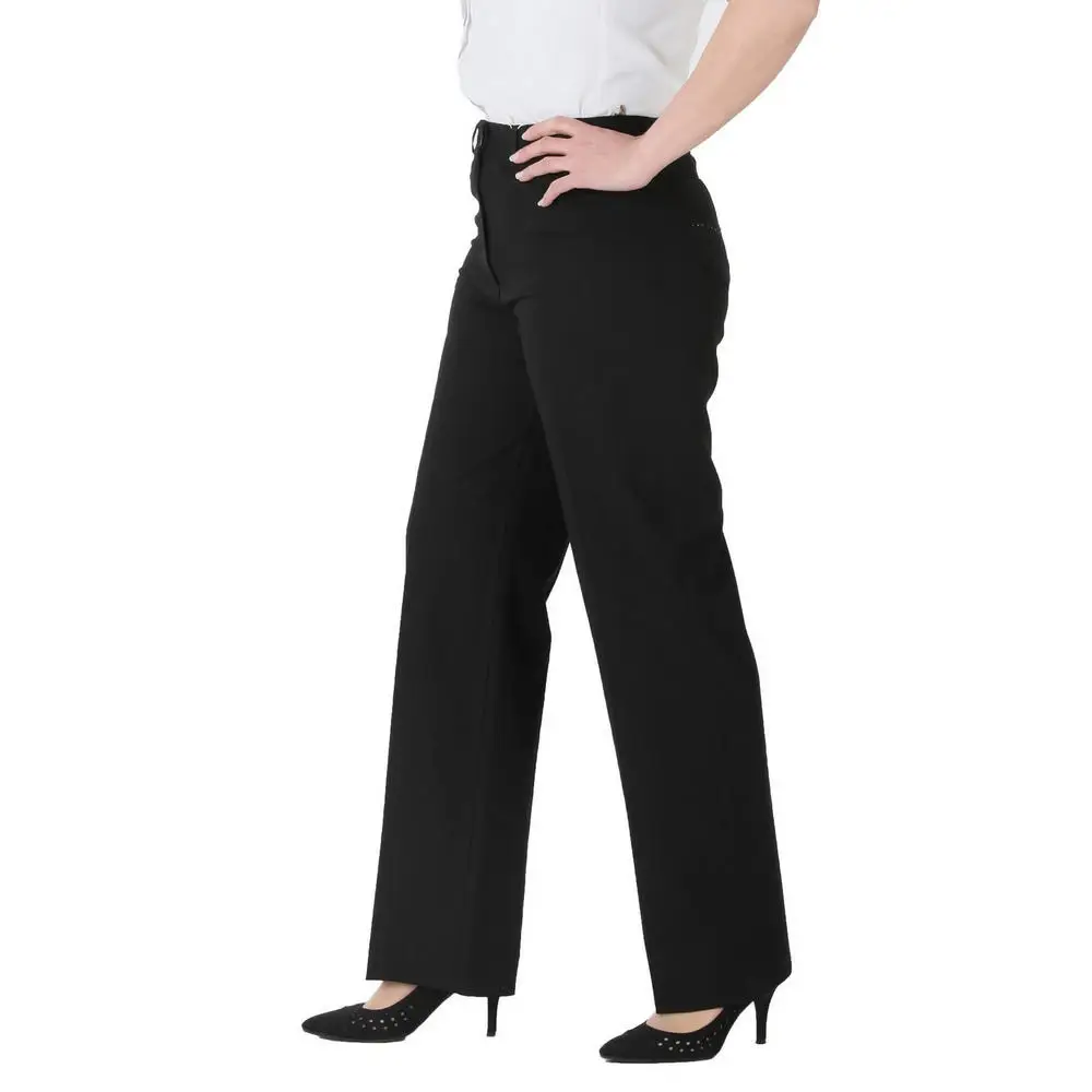 Fierte Women Plus Size Pants Nvr1156 Fabric Normal Waist Straight Bell-Bottomed Ankle Zipper Closure Spring Autumn Elegant