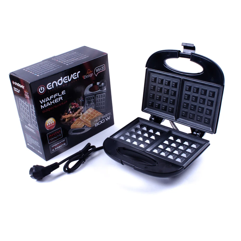 Вафельница Endever Skyline WM-20 (Мощность 800 Вт рабочая поверхность 22 5*12 5 см антипригарное