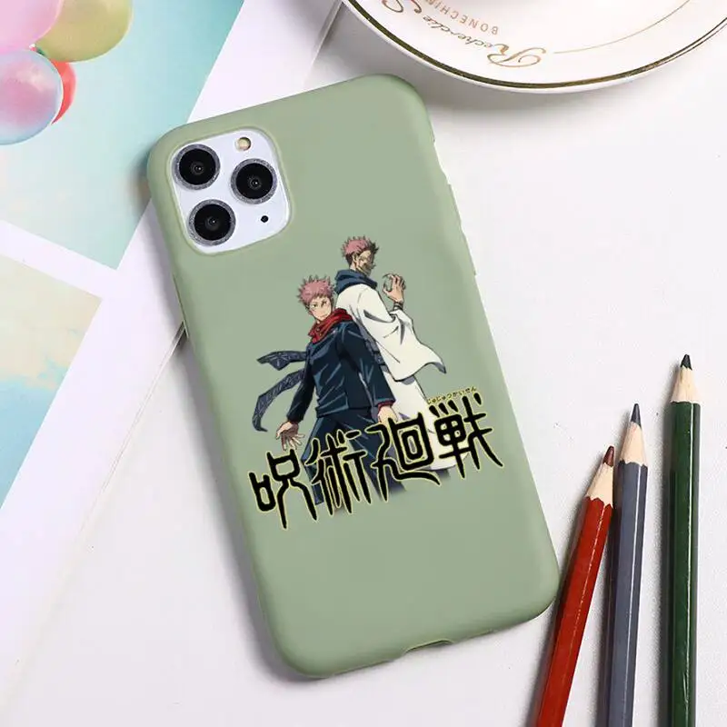 jujutsu kaisen Yūji Phone Case For iphone 13 12 11 Pro Max Mini XS 8 7 6 6S Plus X SE 2020 XR Candy green Silicone cover |