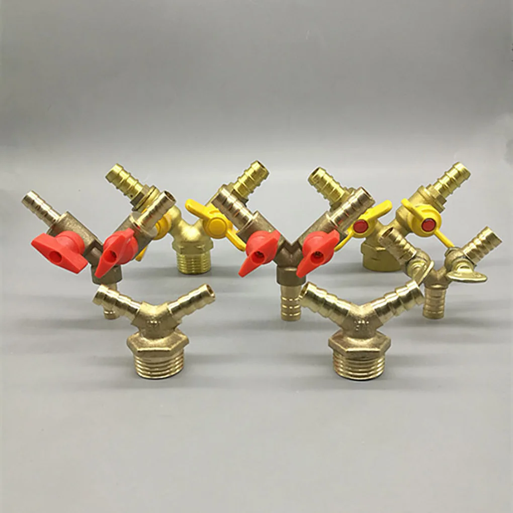 

Copper Hose Barb Y Type Leakproof Rotary Knob 3 Way Ball Valve Fitting