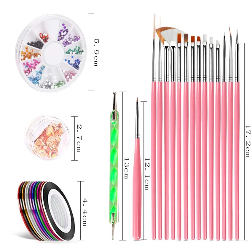 Popular Nail Brush Set 2.0 Round Box Flat Drill Four-Color Foil 10 Color Coil