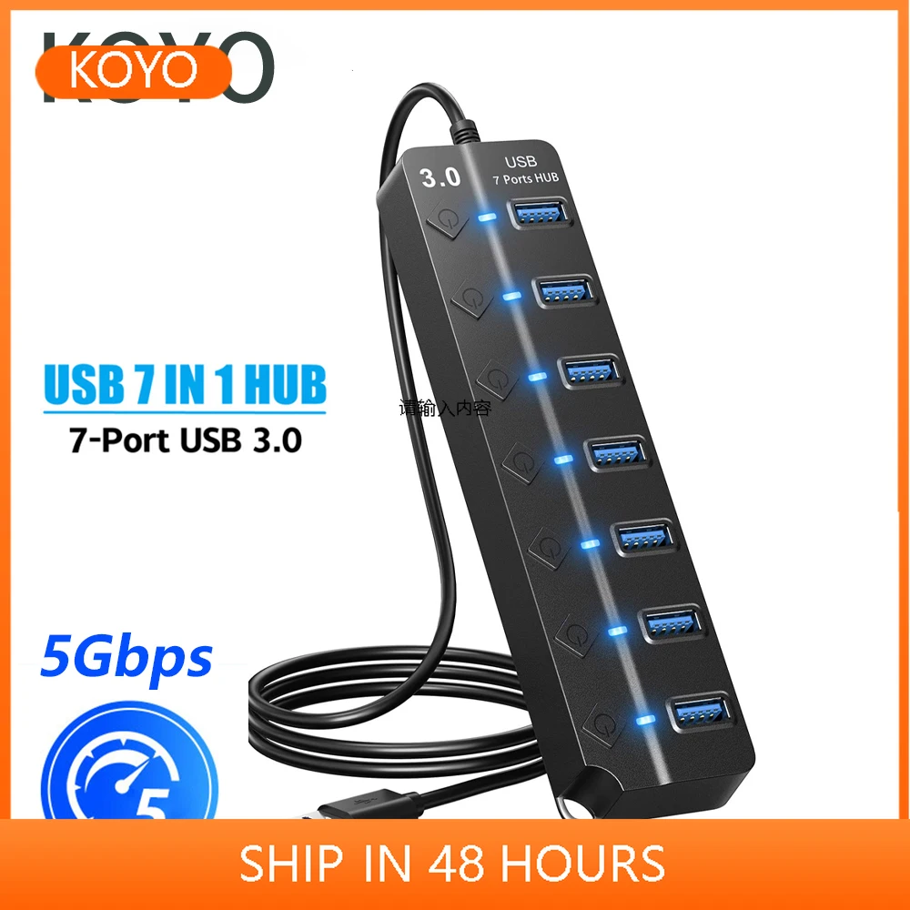 

USB Hub 3.0 High Speed Multi USB Splitter Adapter 7 Port 4 Port Multiple Expander Hub Switch Extender 100CM Cable