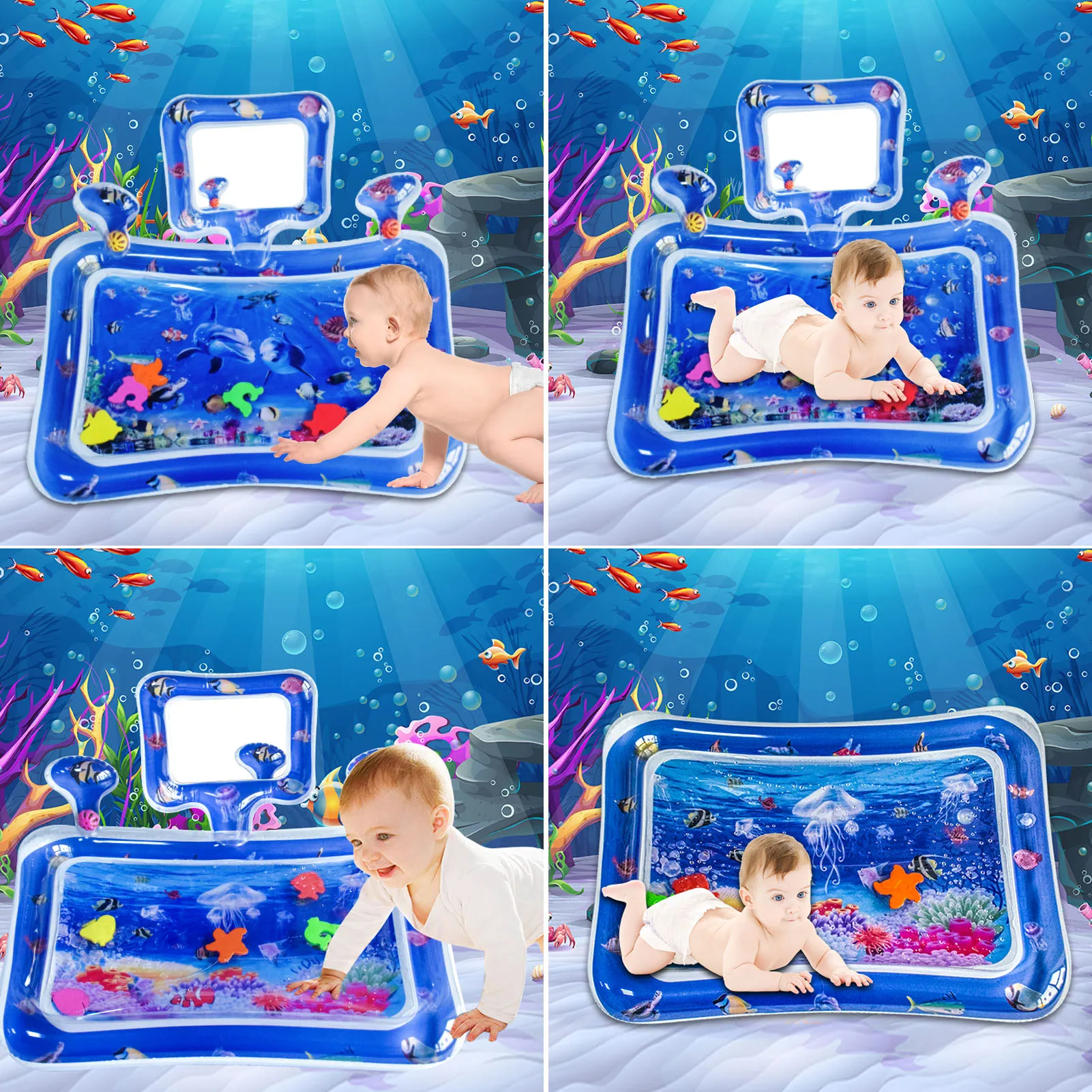 

Игровой коврик с водяным наполнением, коврик для игры в живот, детский водный коврик, надувной детский игровой коврик, игровой центр для дет...