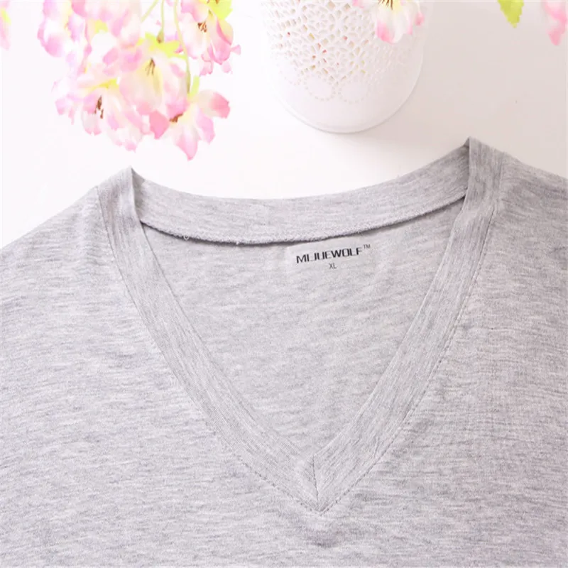 

7096 гладкая и мягкая Простая мужская футболка с коротким рукавом