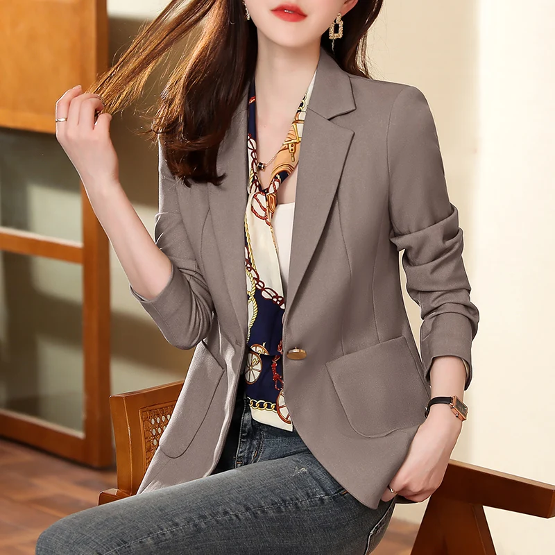 

Jacket Women Spring Korean Version Fashion Commuter Plus Size Small Suit Elegant Ladies Top Long Sleeves Coats Femme Blazers