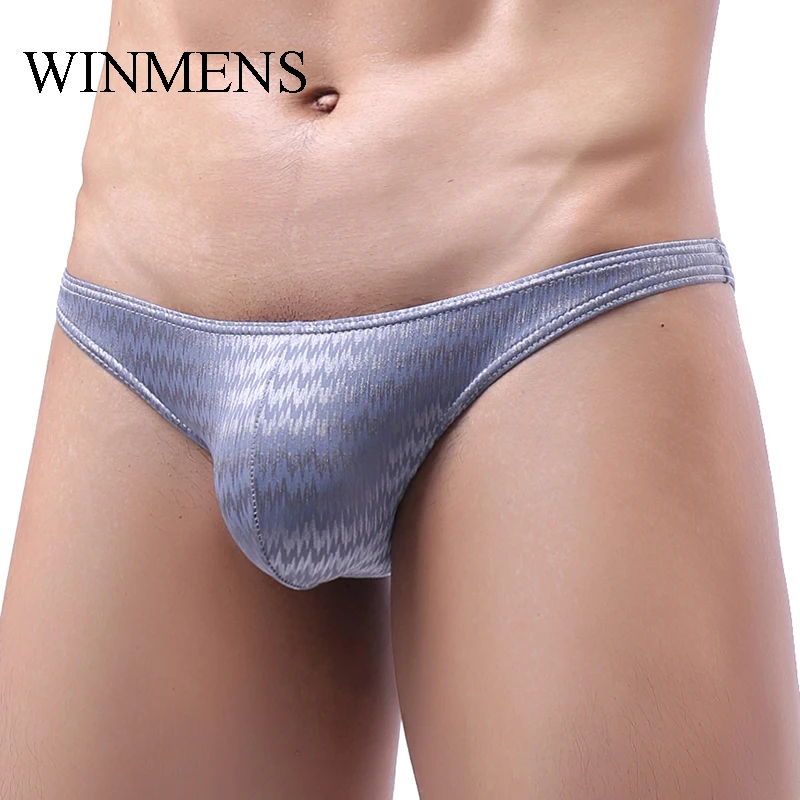 

Men's Panties Gay Sexy Mini Briefs Underwear Jacquard Weave Silky Jockstraps Sissy Erotic Bulge Pouch Underpants 6 Colors