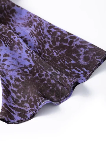 SuyaDream Мини-платье из шелка, леопардовый принт, пурпурный