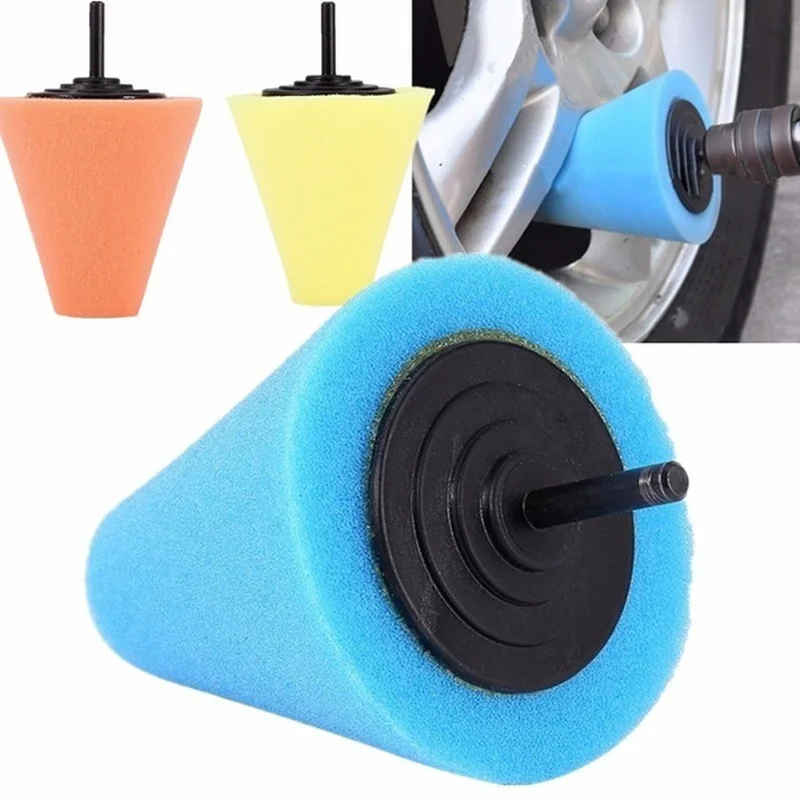 

Auto Wheel Polishing Sponge for Electric Drill 3inch/ 4inch Burnishing Ball Polishing Cone Car Hub Buffing Sponge Foam Pad