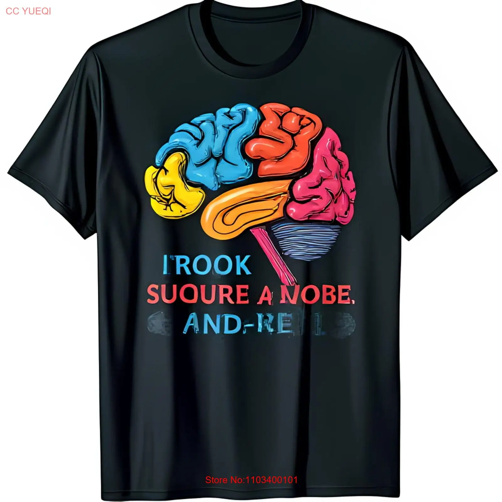 Черная футболка с красочным мозгом и забавным рисунком Я ТУМАНЬ НАЧАЛЬНО И Текст