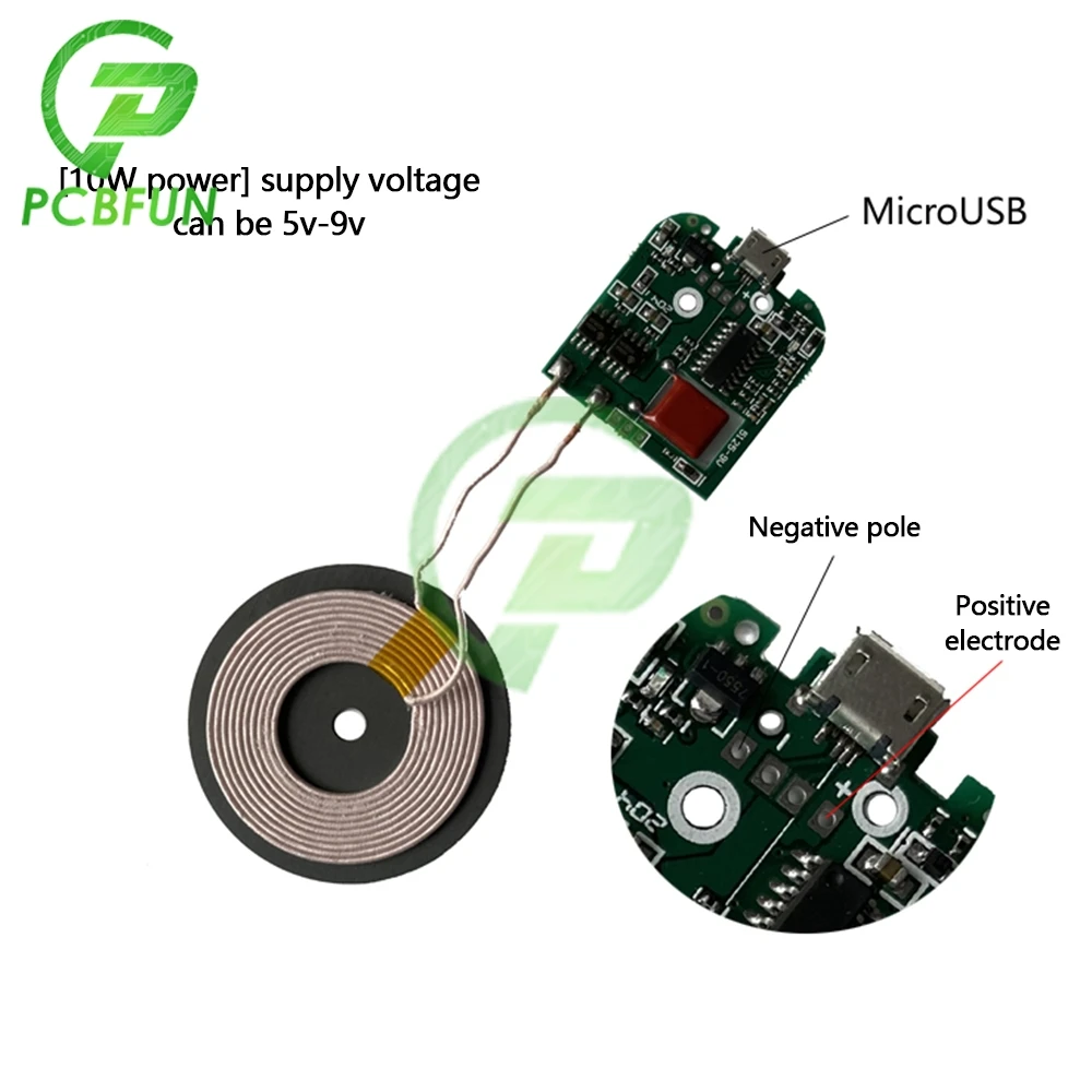 TYPE-C 5V 9V 5W-10W 15W MICRO-USB передатчик PCBA печатная плата катушка стандарт Qi Беспроводная