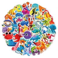 103050pcs sea fishes animal cartoon stickers ocean world plants coral jellyfish cute decals diy diary laptop kids toy sticker