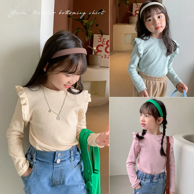 

Girls' bottoming shirts, autumn children's foreign style, Philippine pit strips, T-shirts, all-match girls' tops, trendy