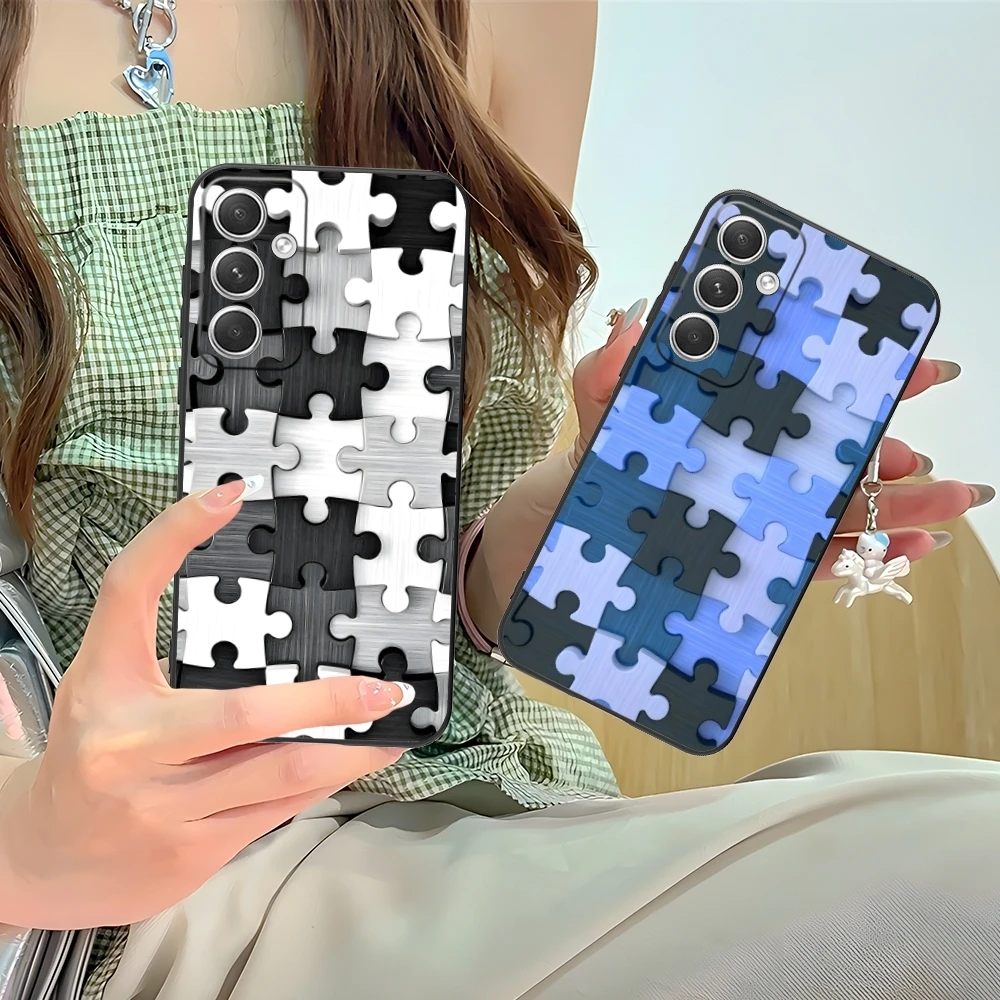 Чехол для мобильного телефона Puzzle Pretty Fashion Samsung M55 35 15 54 34 14 33 23 13 42 32 22 F55 12 5G черный