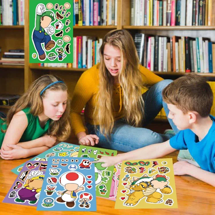 Детские наклейки-головоломки с героями мультфильмов сделай сам лицо Мариос