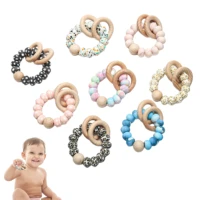 baby silicone teether nursing bracelets newborn teething toys bracelet pain relief wood rings chewing teether nursing toys gift