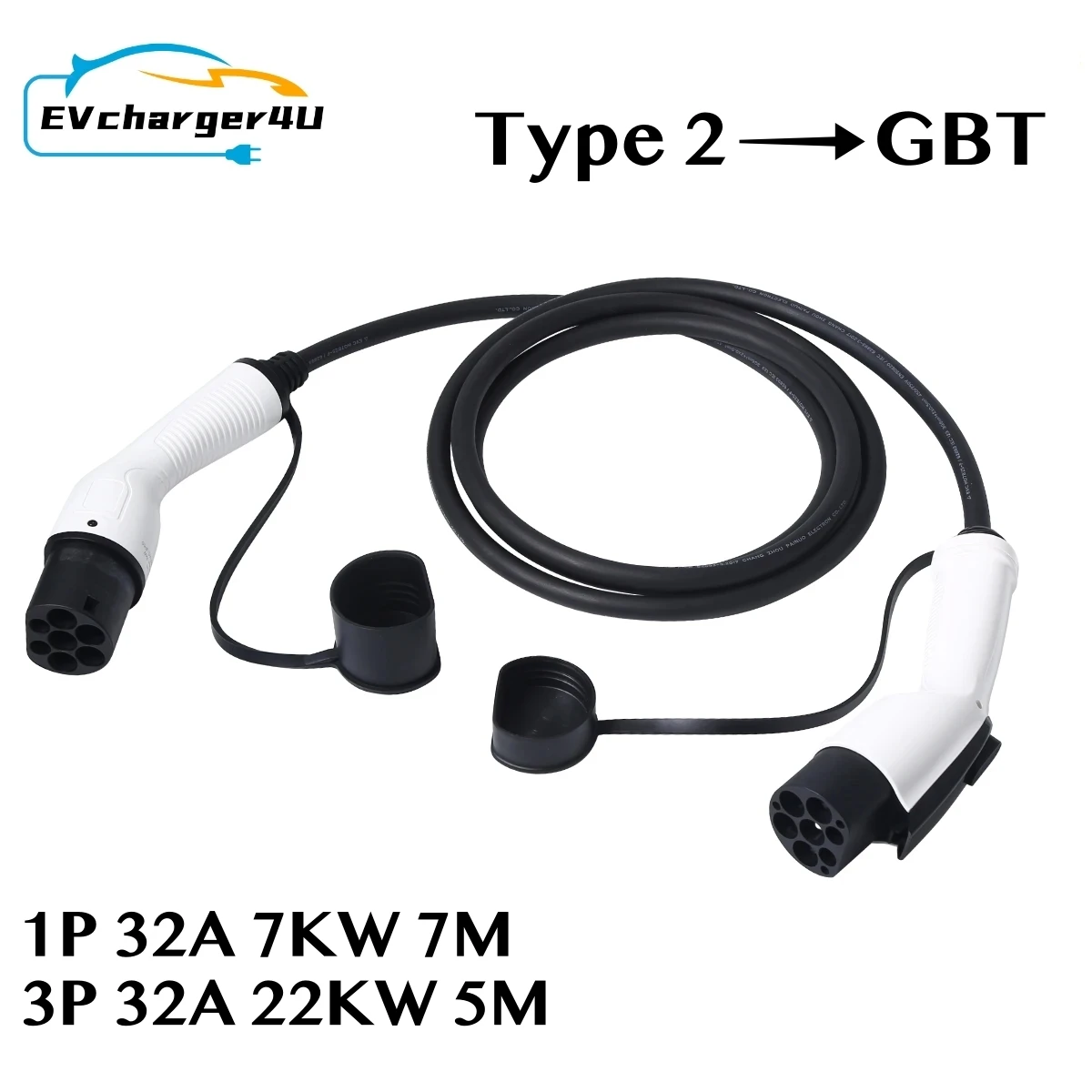 

Зарядный кабель EVcharger4U Type 2-GBT EV, 1 фаза, 32 А, 7 м, 7 кВт, 3 фазы, 5 м, 22 кВт, тип электромобиля, 2 шнура GB/T для EVSE