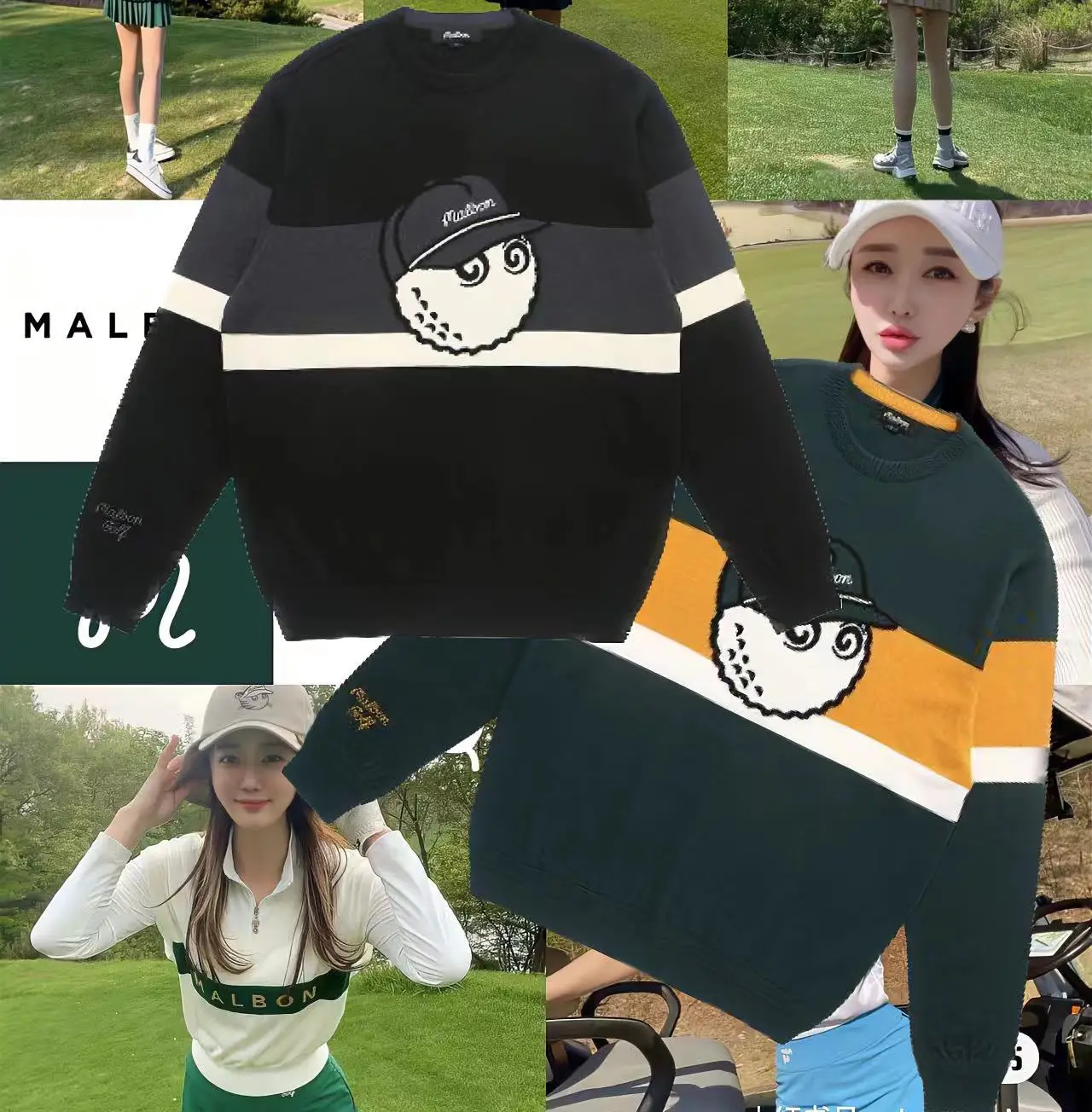 

Korean New Spring Golf Unisex Knitted Color-Block Crewneck Fashion Versatile Casual Pullover Sports Warm And Breathable Sweater