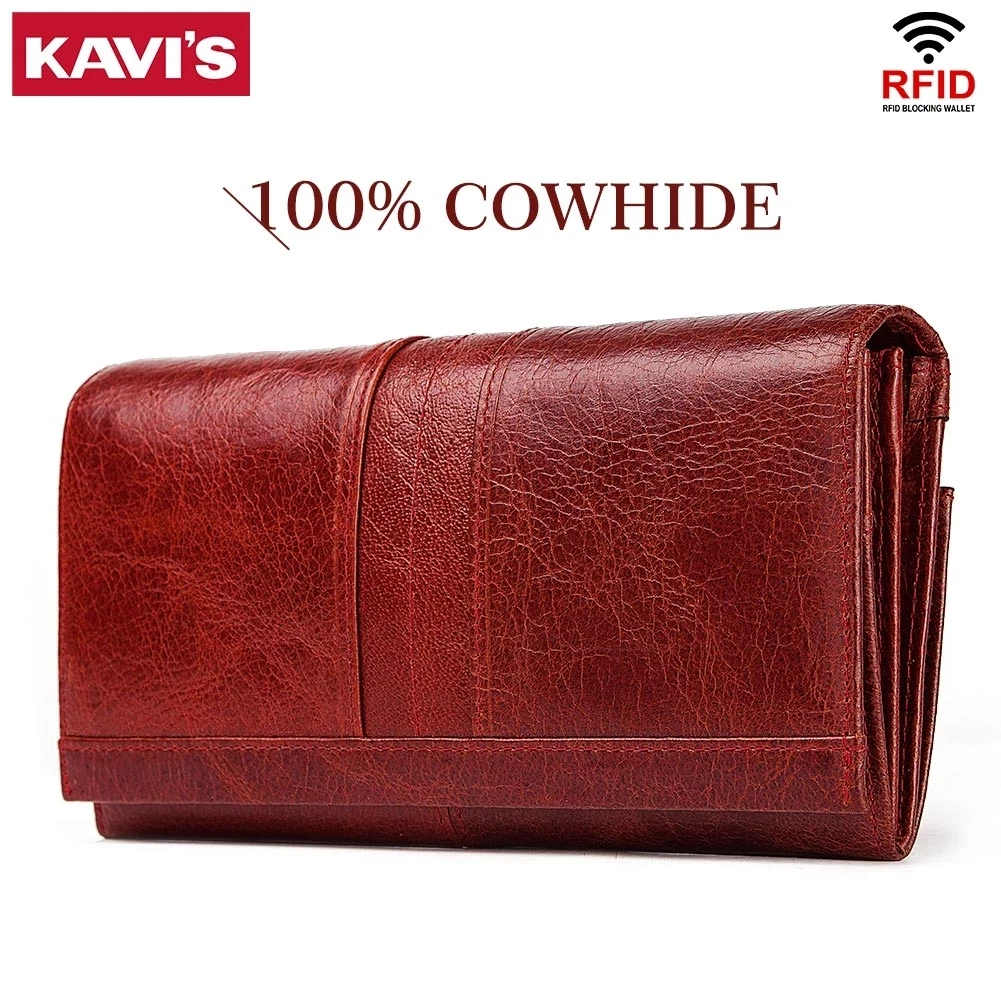 

New Trend Female Wallet Genuine Leather Women Wallet Female Purse Portomonee Clamp Phone Card Holder Passport Holder