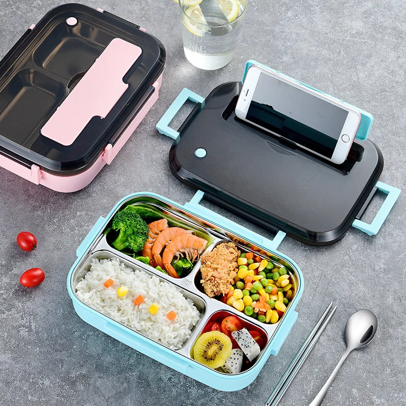 

Japanese-style 304 Stainless Steel Fast Food Plate Sealed Leak-proof Compartment Adult Portable Plate Microwave Rice Plate Lunch